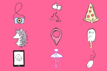 Psd funky doodle cartoon teen sticker set