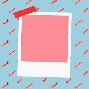 Psd instant photo frame on bacon pattern background