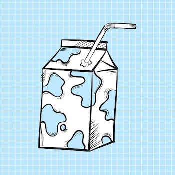 Psd milk box doodle cartoon teen sticker