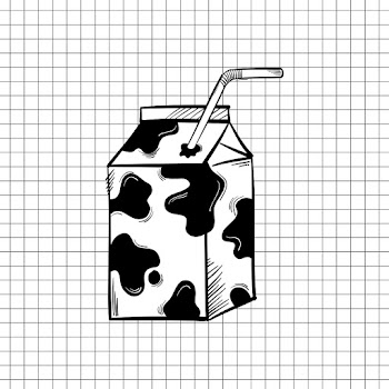 Psd milk carton pastel doodle cartoon clipart