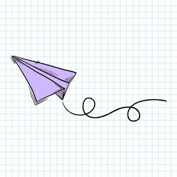 Psd paper airplane pastel doodle cartoon clipart