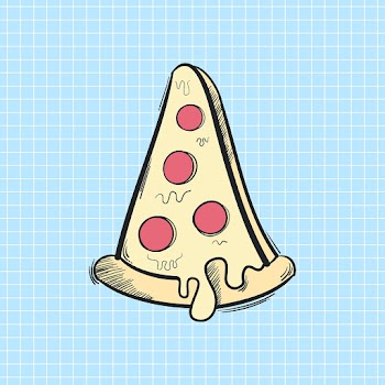 Psd pepperoni pizza slice doodle cartoon teen sticker