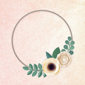 Psd round frame paper craft floral design