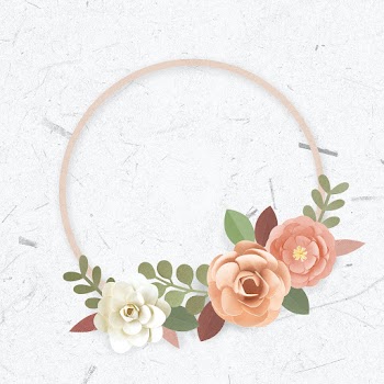 Psd round frame paper craft flower design