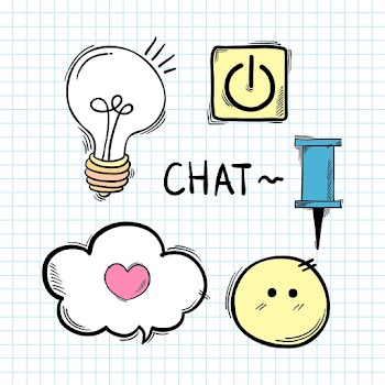 Psd social media doodle cartoon teen sticker set
