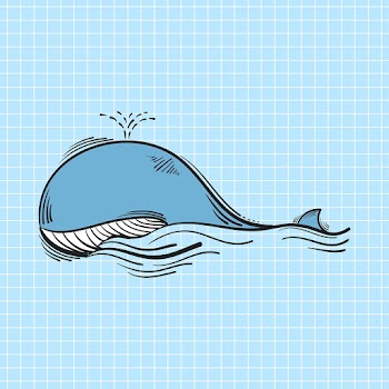 Psd whale  doodle cartoon teen sticker