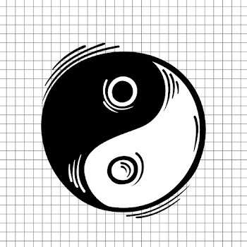 Psd Yin Yang symbol funky hand drawn doodle cartoon sticker