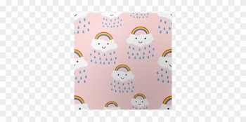 Póster Emoção Feliz Do Arco Íris Com Nuvens Sem Emenda - Rainbow With Smiley Face Cloud