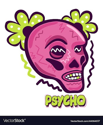 psycho isolated of pink female skull