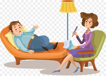 Psychotherapist Cartoon Psychologist Illustration - Mental health treatment 