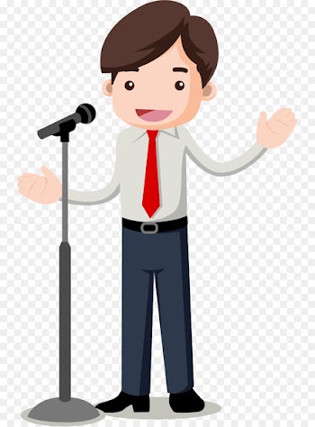 Public speaking Communication Learning International English Language Testing System - Cartoon businessman who speaks 