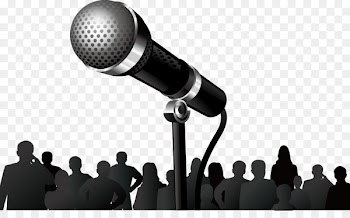 Public speaking Presentation Communications training Skill - Hand drawn vector microphone 