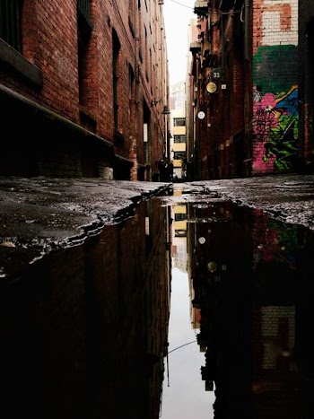 puddle on road