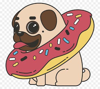 Pug, Donuts, Puppy, Cartoon, Nose PNG