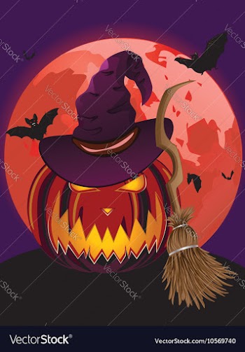 Pumpkin and Red Moon2 vector image