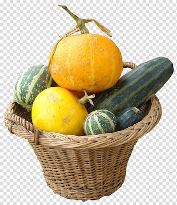 Pumpkin basket, assorted vegetables inside brown wicker basket transparent background PNG clipart