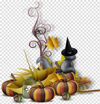 Pumpkin Cat, Cat pumpkin leaves transparent background PNG clipart