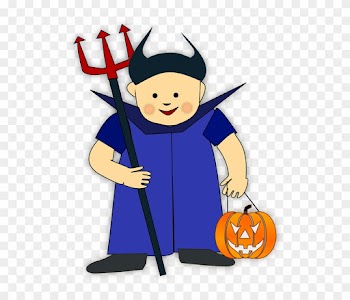 Pumpkin Costume, Halloween, Devil, Trident, Evil, Boy, - Halloween Related Vocabulary Showing Mat Word