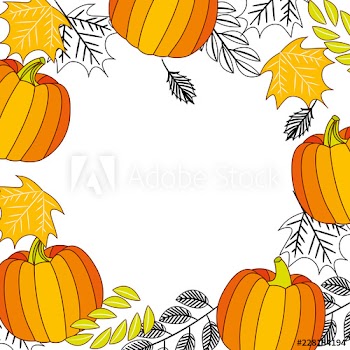 pumpkin leaves foliage frame pattern