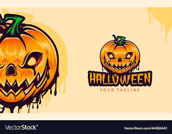 pumpkin mascot logo design for halloween