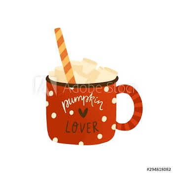Pumpkin spice homemade latte flat vector illustration