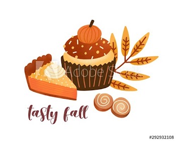 Pumpkin spice pastry flat vector illustration