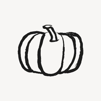 Pumpkin sticker, vegetable doodle in black | Free PSD Illustration - rawpixel