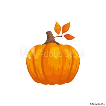 pumpkin with autumn leafs icon