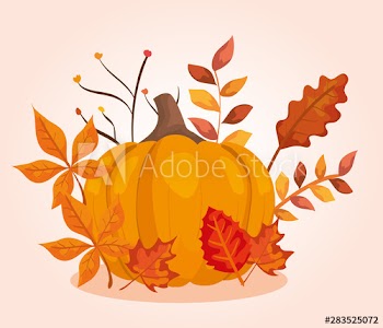 pumpkin with beauty branches leaves plants