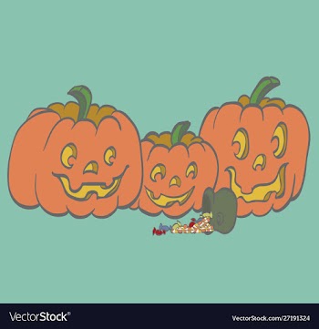 Pumpkins and candy vector image
