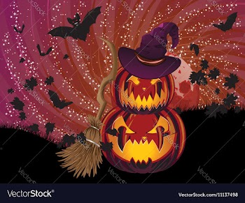 Pumpkins and Red Moon8 vector image
