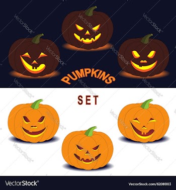  					Pumpkins set vector image														