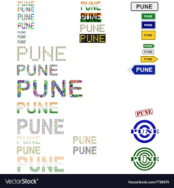 Pune text design set vector image