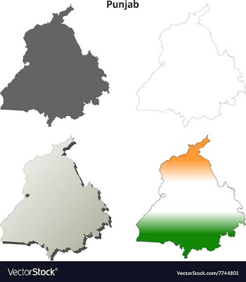 Punjab blank detailed outline map set vector image