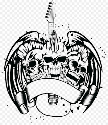 Punk rock Guitar Royalty-free Illustration - Matt kill skull 