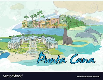 Punta cana doodles vector image