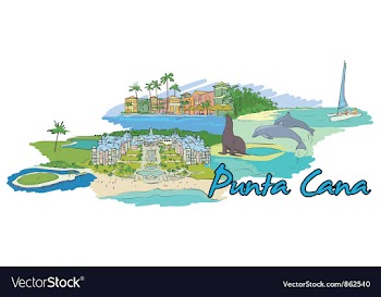 Punta cana doodles vector image