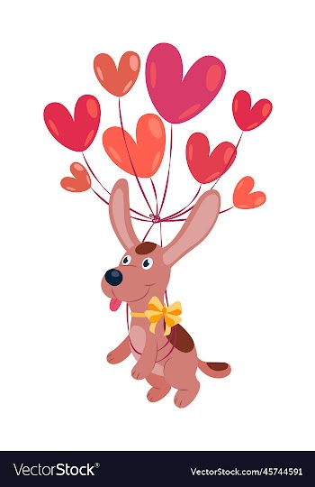puppy as a gift a cute dog flies on balloons