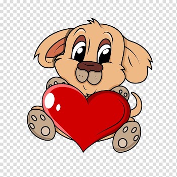 Puppy Dog Drawing Heart, Cute puppy and hearts graphics transparent background PNG clipart