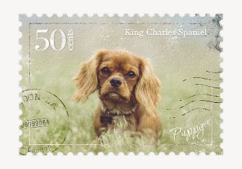 Puppy postage stamp, animal collage | Free PSD - rawpixel