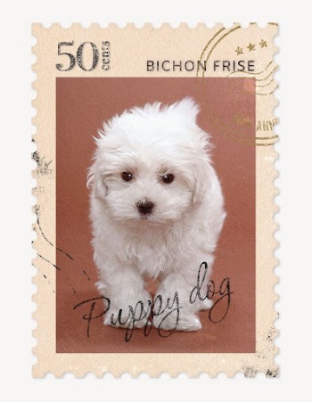 Puppy postage stamp, animal collage | Free PSD - rawpixel