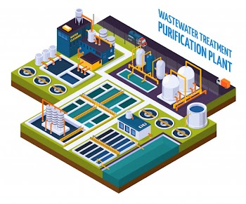Purification plant isometric Free Vector