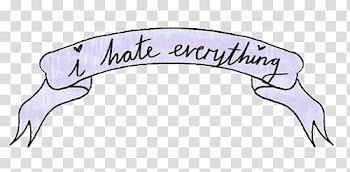 Purple aesthetic , i hate everything text on ribbon layout transparent background PNG clipart