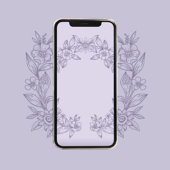 Purple aesthetic phone screen, botanical | Free Photo - rawpixel