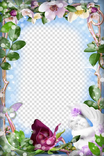 Purple and green floral frame template, frame, Green Frame transparent background PNG clipart