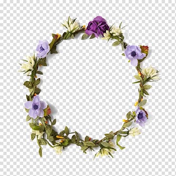 Purple and green wreath, Flower Crown Wreath, flower crown transparent background PNG clipart