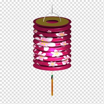 Purple and white floral pendant lamp, Mid-Autumn Festival lantern elements transparent background PNG clipart