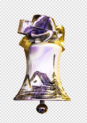 Purple and yellow bell, Christmas Bell transparent background PNG clipart