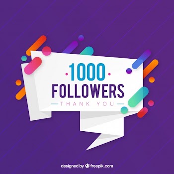 Purple background of 1k followers Free Vector