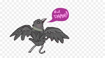 Purple Beak Cartoon BAT-M Feather - aww button 